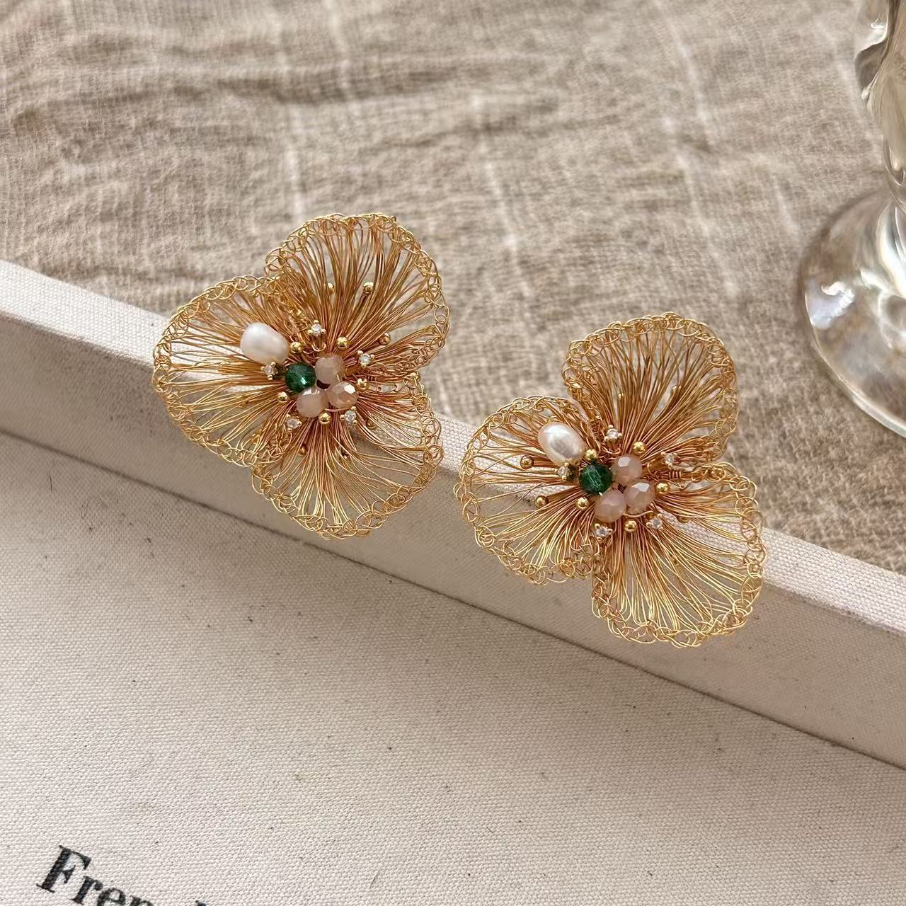 Hand-woven Flower Earrings