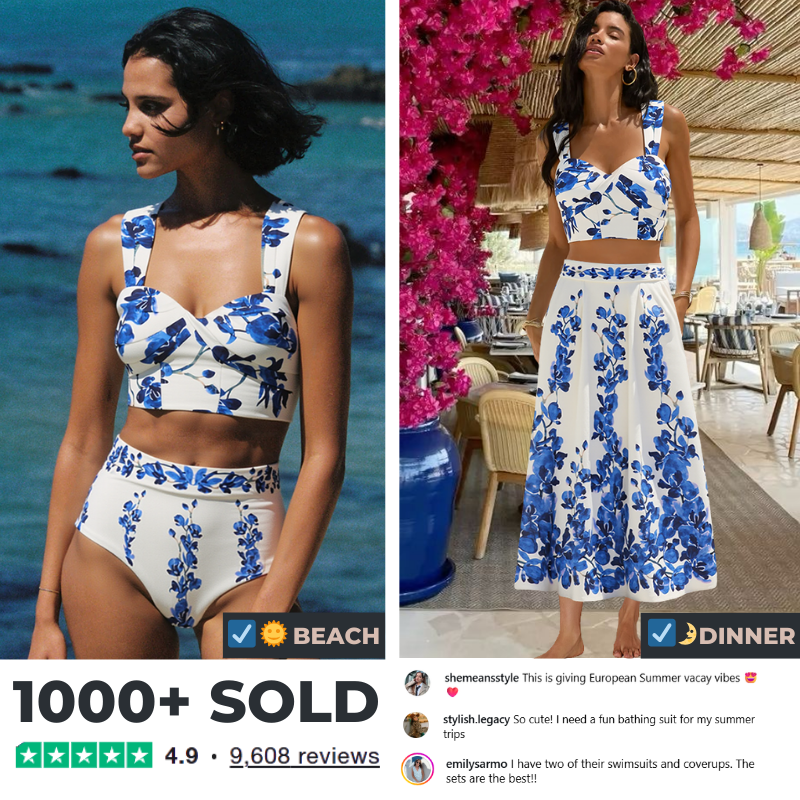 Printed Bikini Swimsuit and Skirt