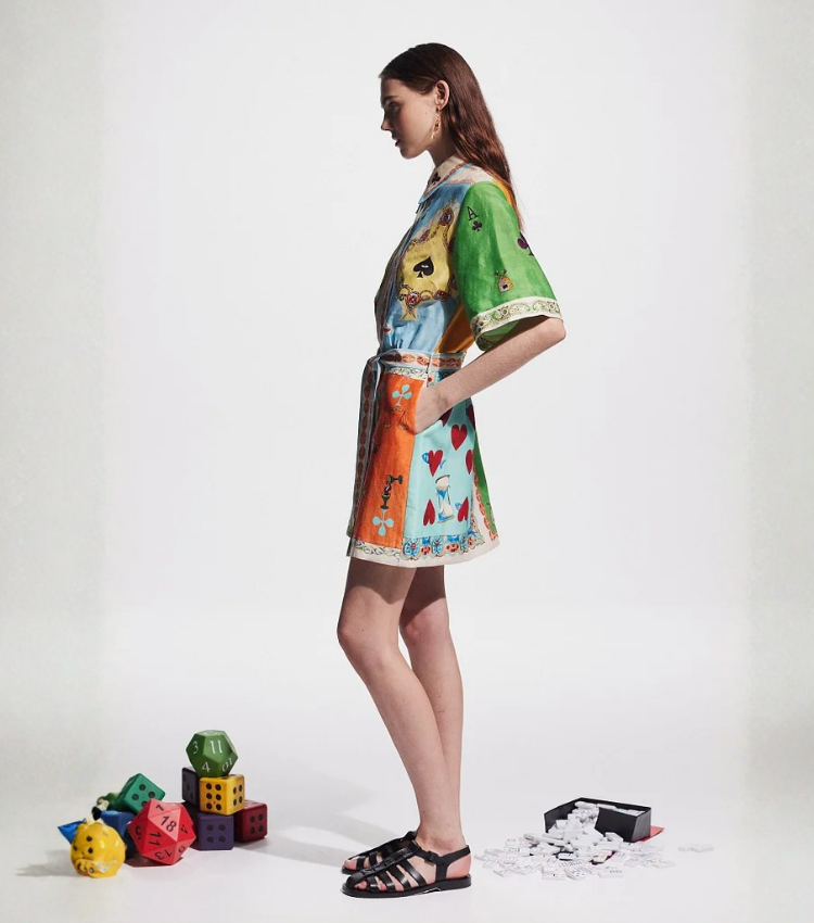 Short Sleeve Color Block Printed Mini Dress