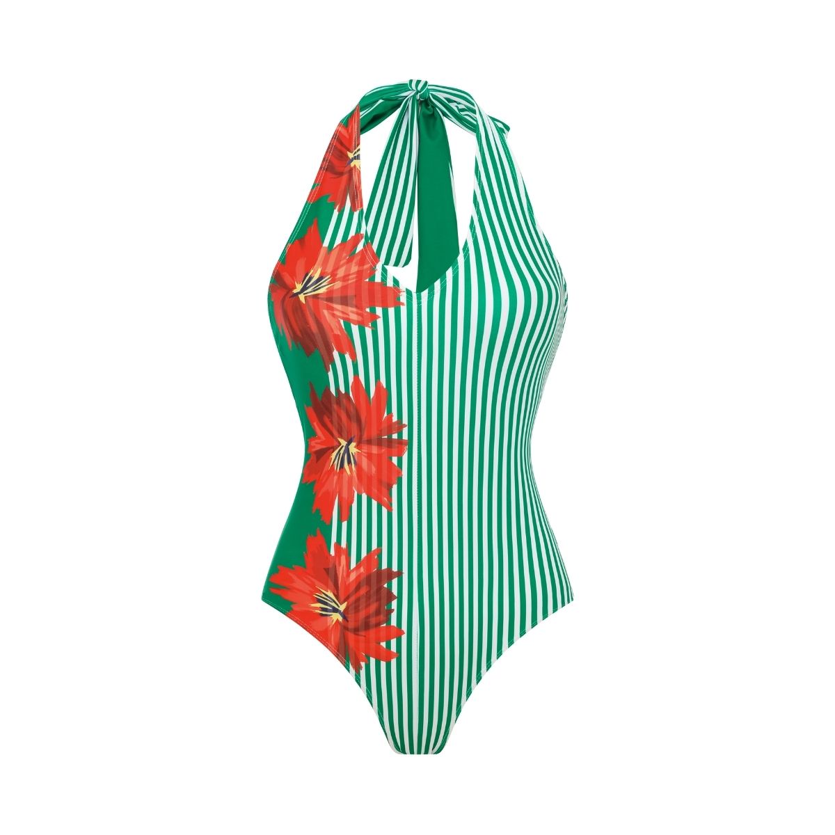 Plus Size Halter Blossom Print One Piece Swimsuit and Skirt/Pants