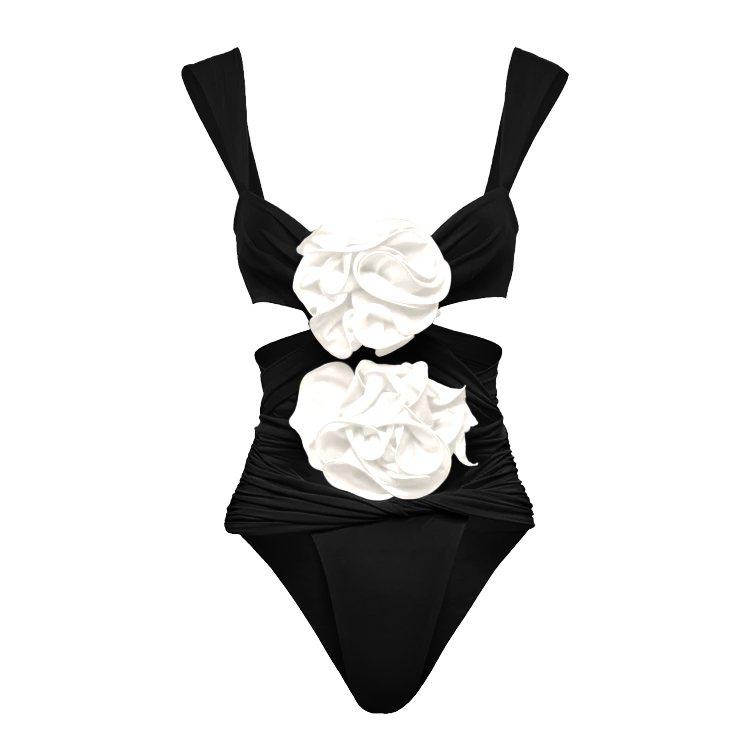 3D Flower Cutout One Piece Swimsuit and Skirt Flaxmaker