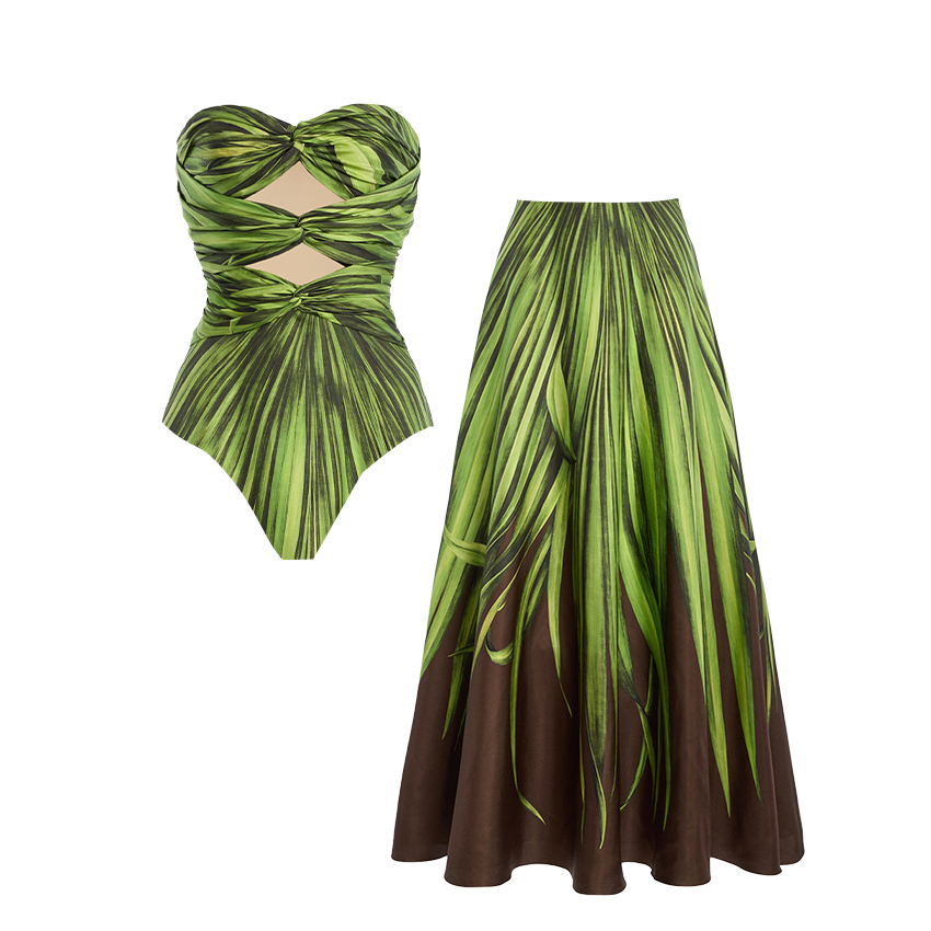 Bandeau Jungle Print Swimsuit Set(s)