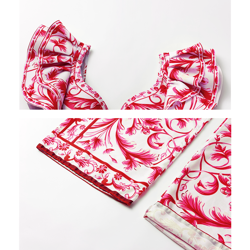 Baroco Style Printed One Piece Swimsuit and Skirt Flaxmaker