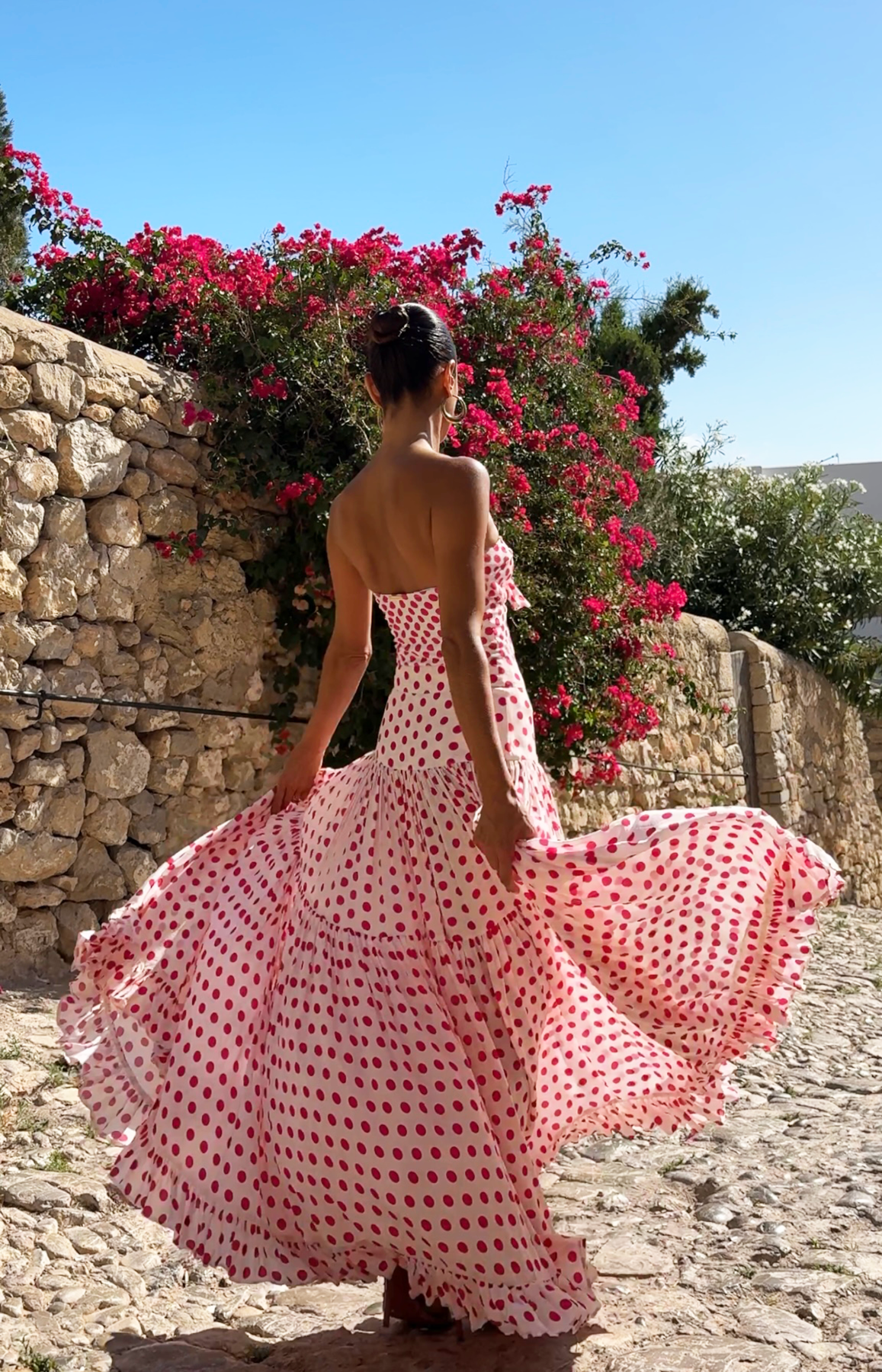 Bowknot Polka Dot Print One Piece Swimsuit and Skirt