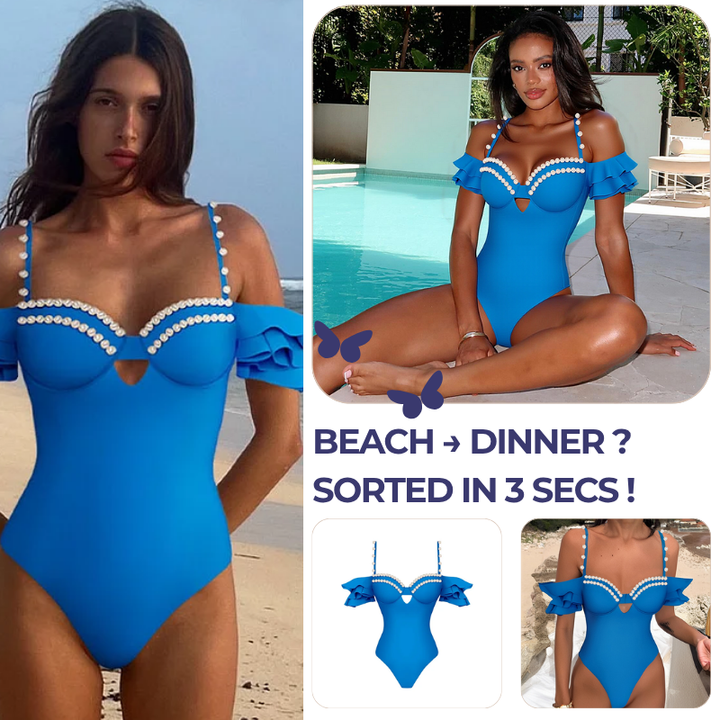 Ruffle Off Shoulder One Piece Swimsuit