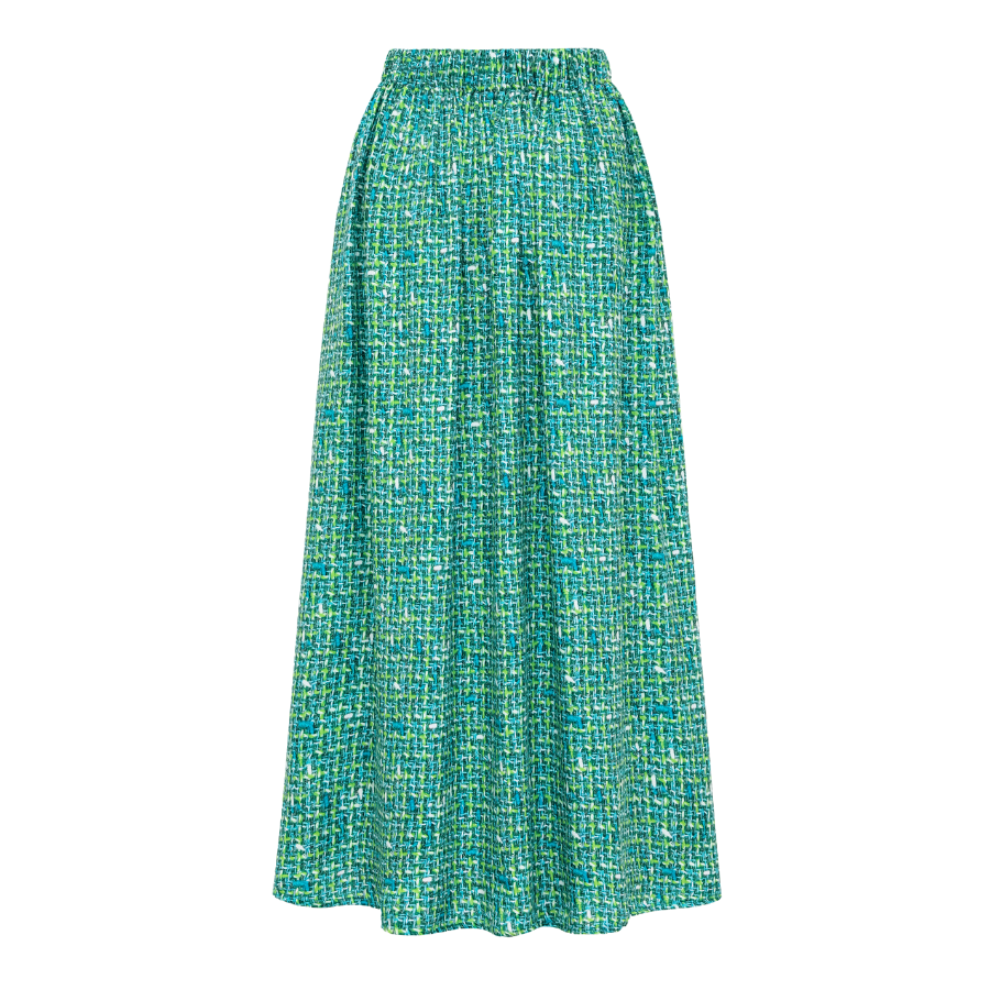 Tweed Print Metal Buckle One Piece Swimsuit and Skirt