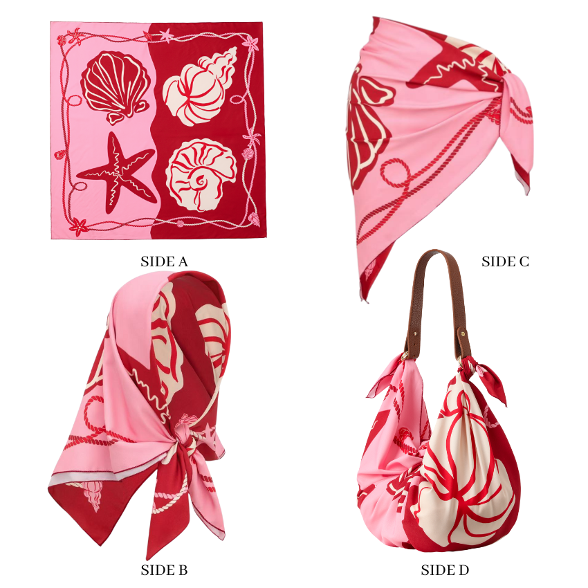 Pink Contrasting Color With Seashell Print Swimsuit Set(s)