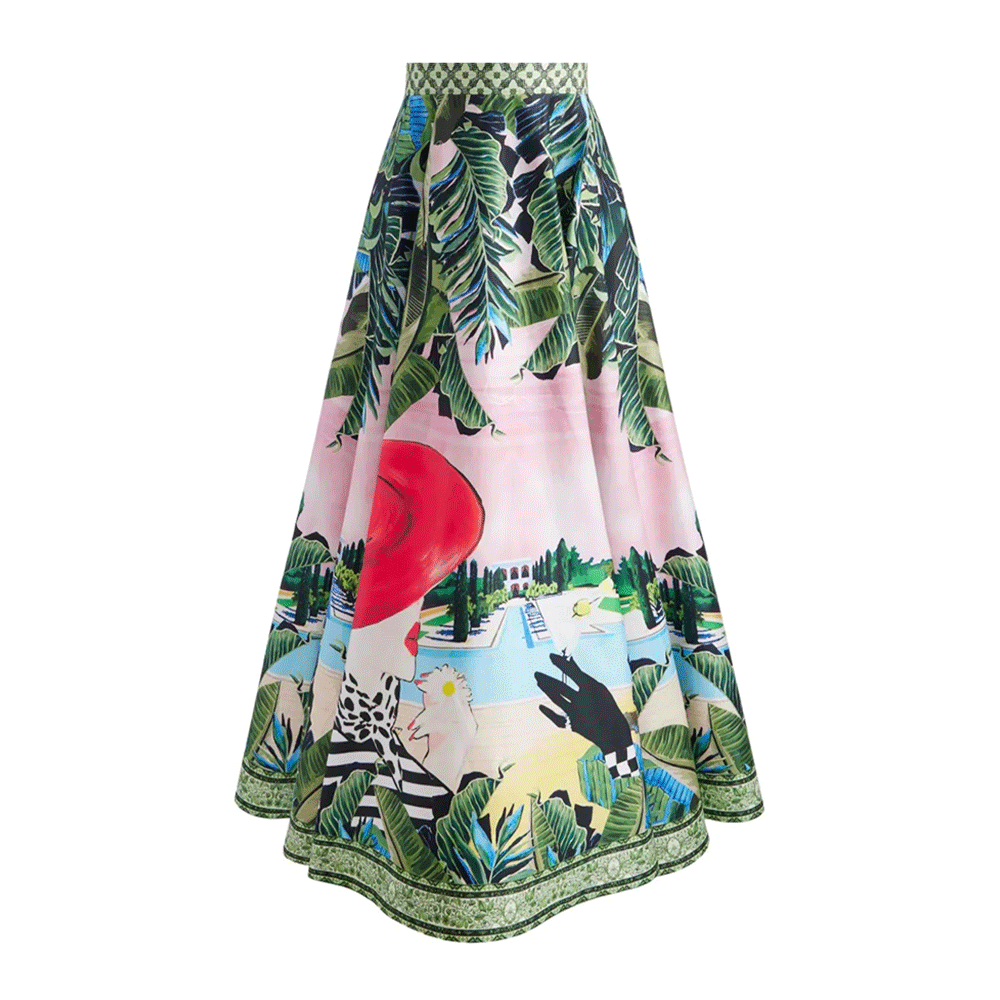 Sling Printed One Piece Swimsuit and Skirt