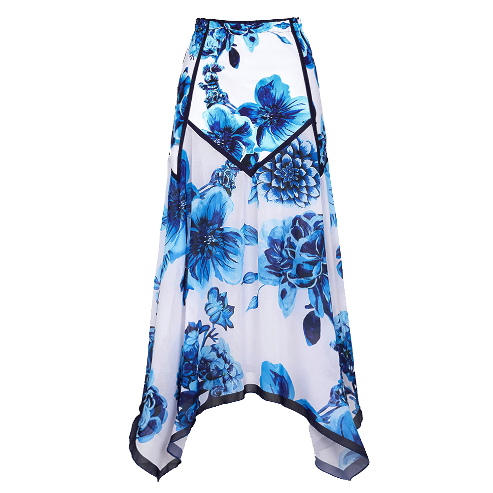 Floral Series Pattern Print One Piece Swimsuit and Skirt