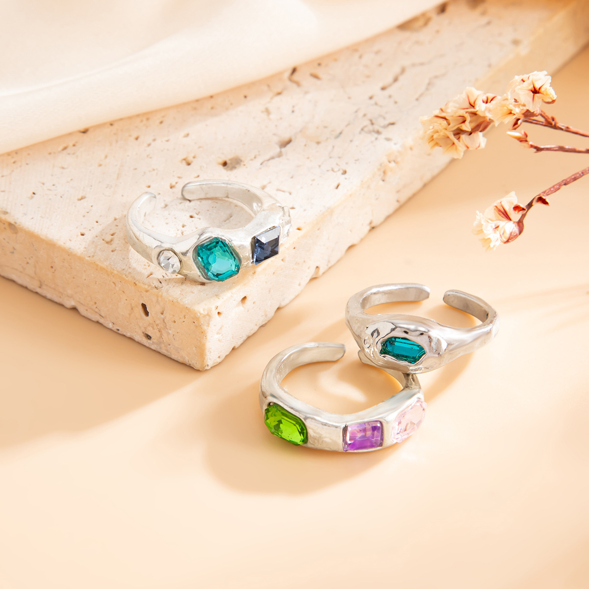 Colored Rhinestones Toe Ring