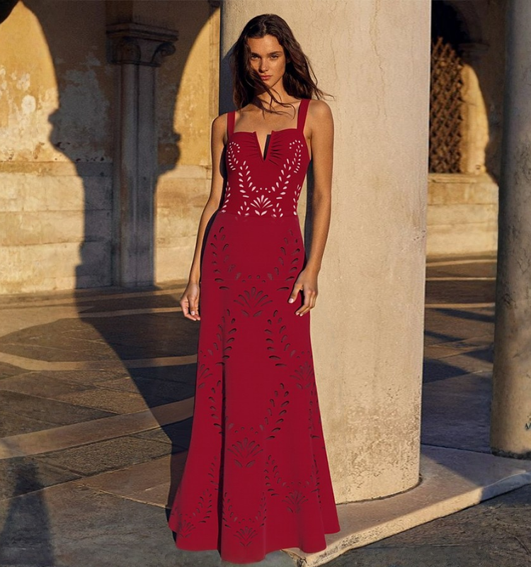 Hollow Out One Piece Swimsuit and Skirt