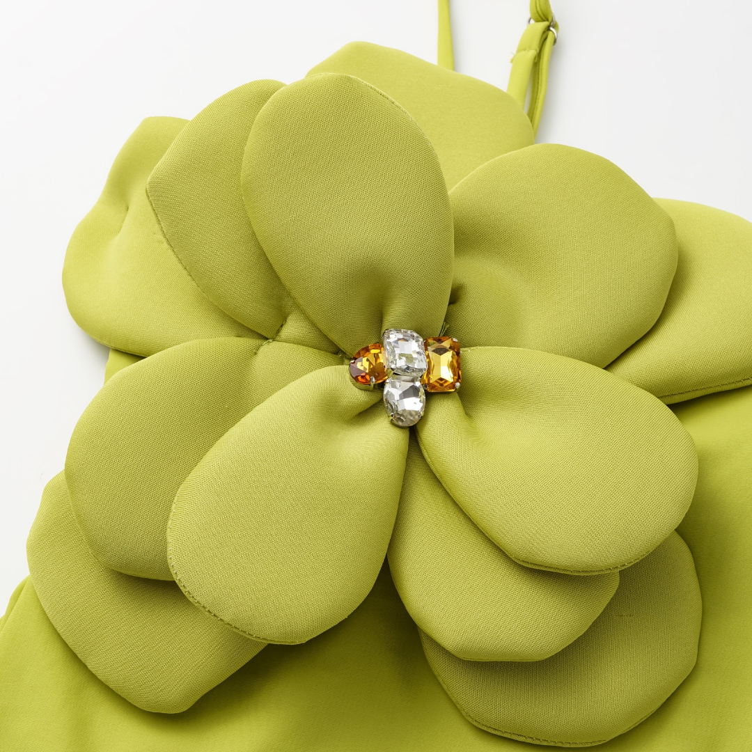 Hand-stitched 3D Flower One Piece Swimsuit and Sarong Flaxmaker