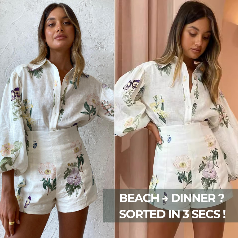 Vacation Printed Shirt and Shorts Set