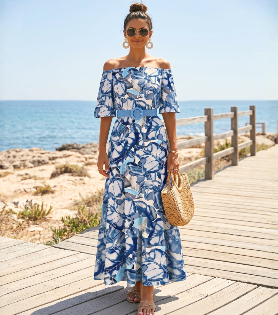 [Copy][Copy][Copy][Copy]Navy Floral Wrap Midi Dress
