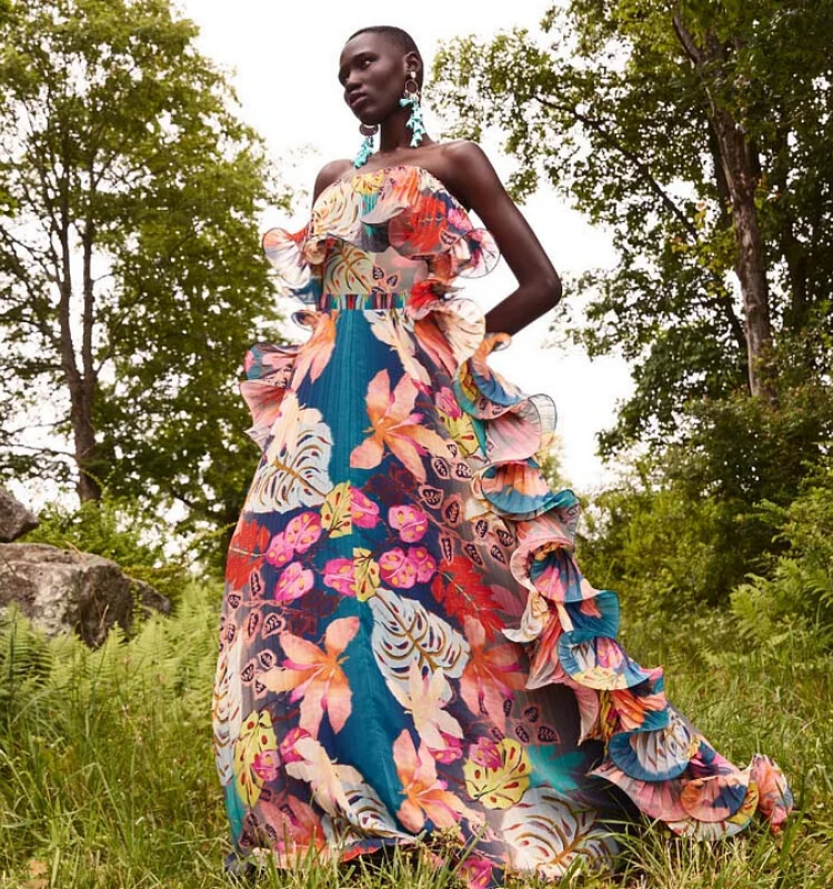 Flowers Printed One Piece Swimsuit and Skirt