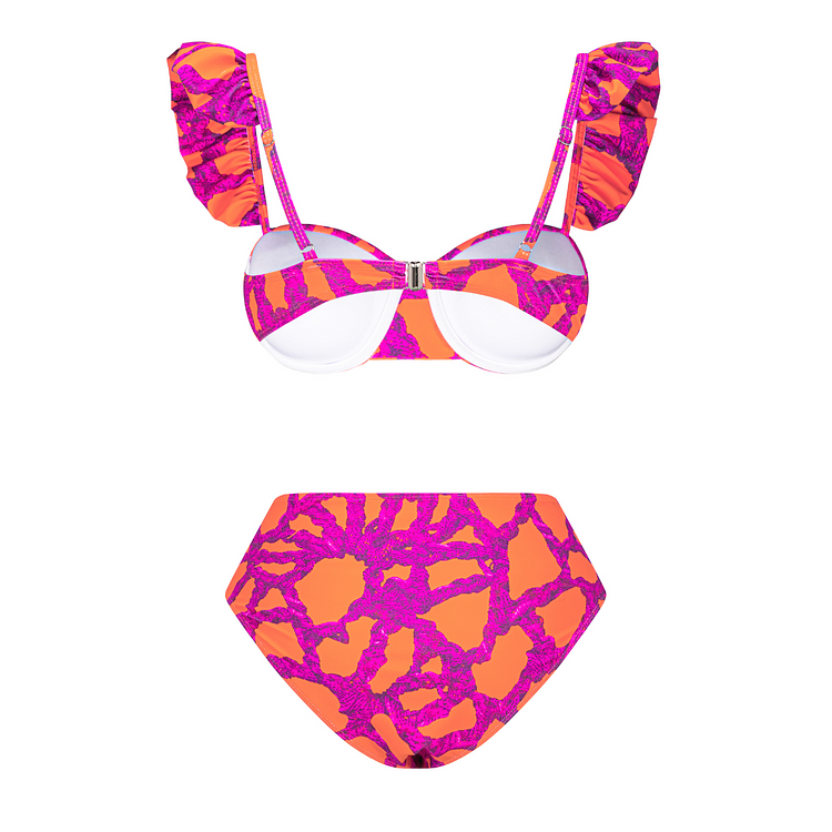 Mini Ruffled Printed Bikini Swimsuit and Skirt