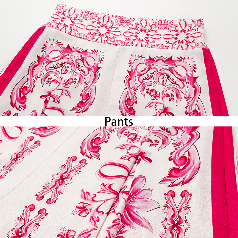 Ruffle Cut Out Lily and Majolica Series Pattern Print One Piece Swimsuit and Skirt or Pants