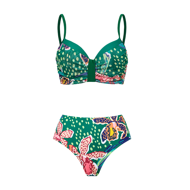 Printed Bikini Swimsuit and Sarong Flaxmaker