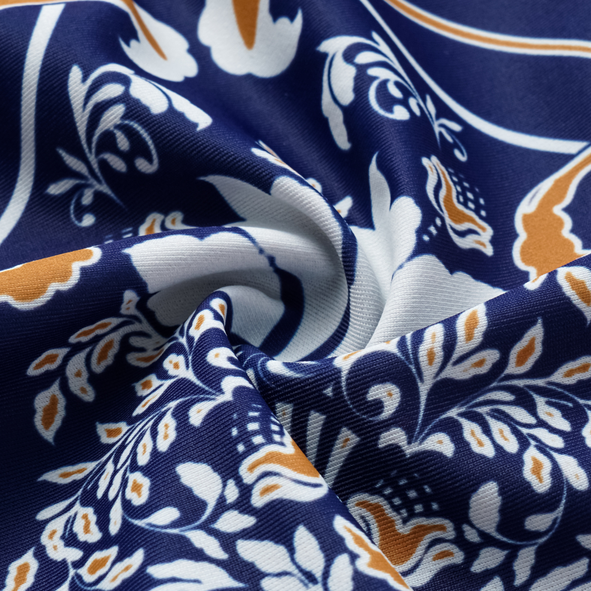 Royal Blue Baroque Print One Piece Swimsuit and Skirt