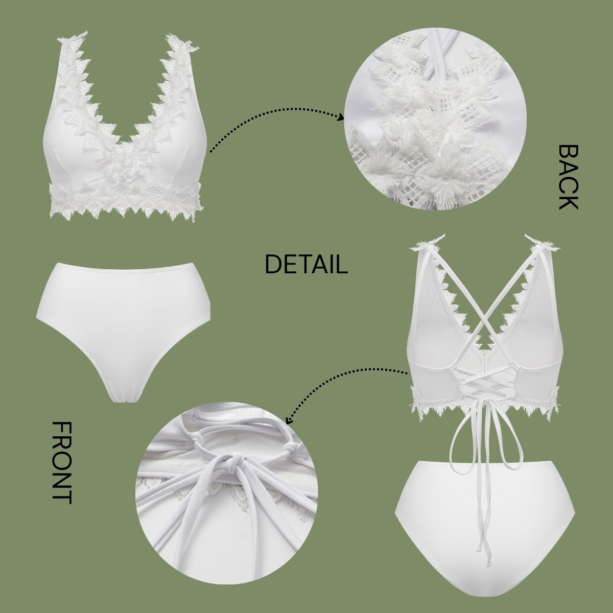 Lace V Neck Bikini Swimsuit and Skirt