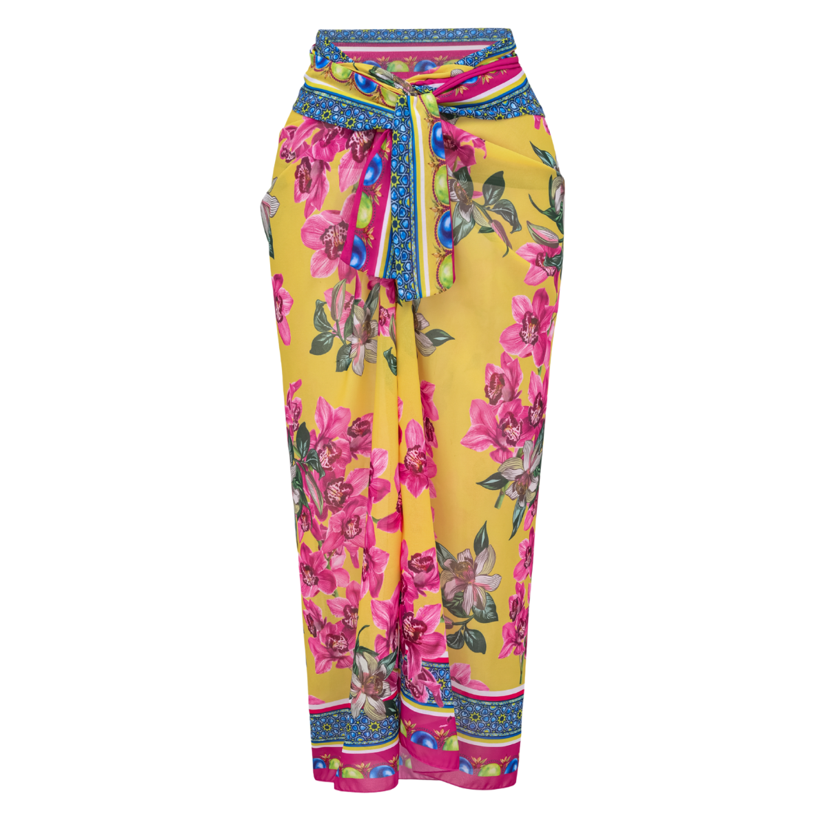 Orchid Print One Piece Swimsuit and Sarong