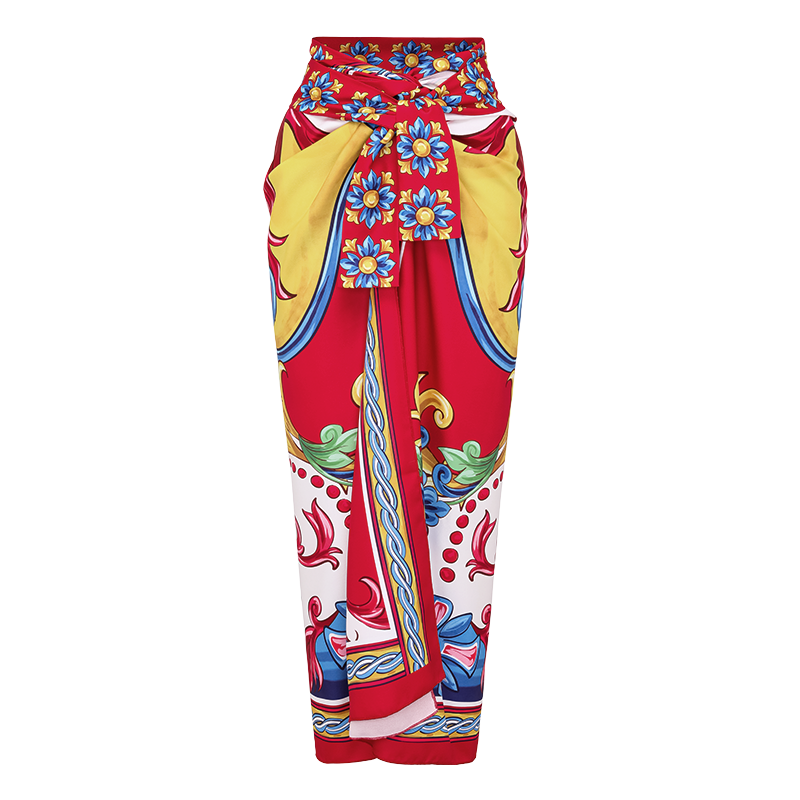 Sling Pattern Print One piece Swimsuit and Skirt