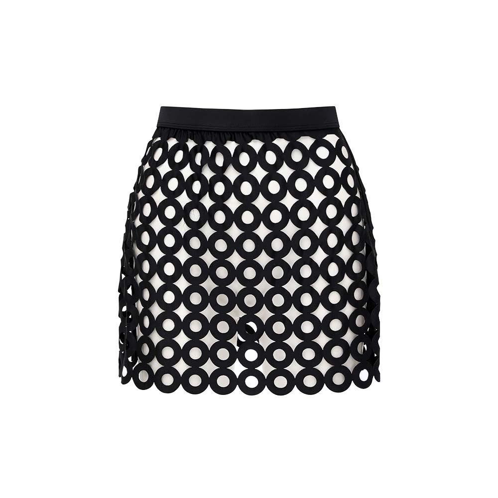 Ring Decoration White One Piece Swimsuit and Skirt