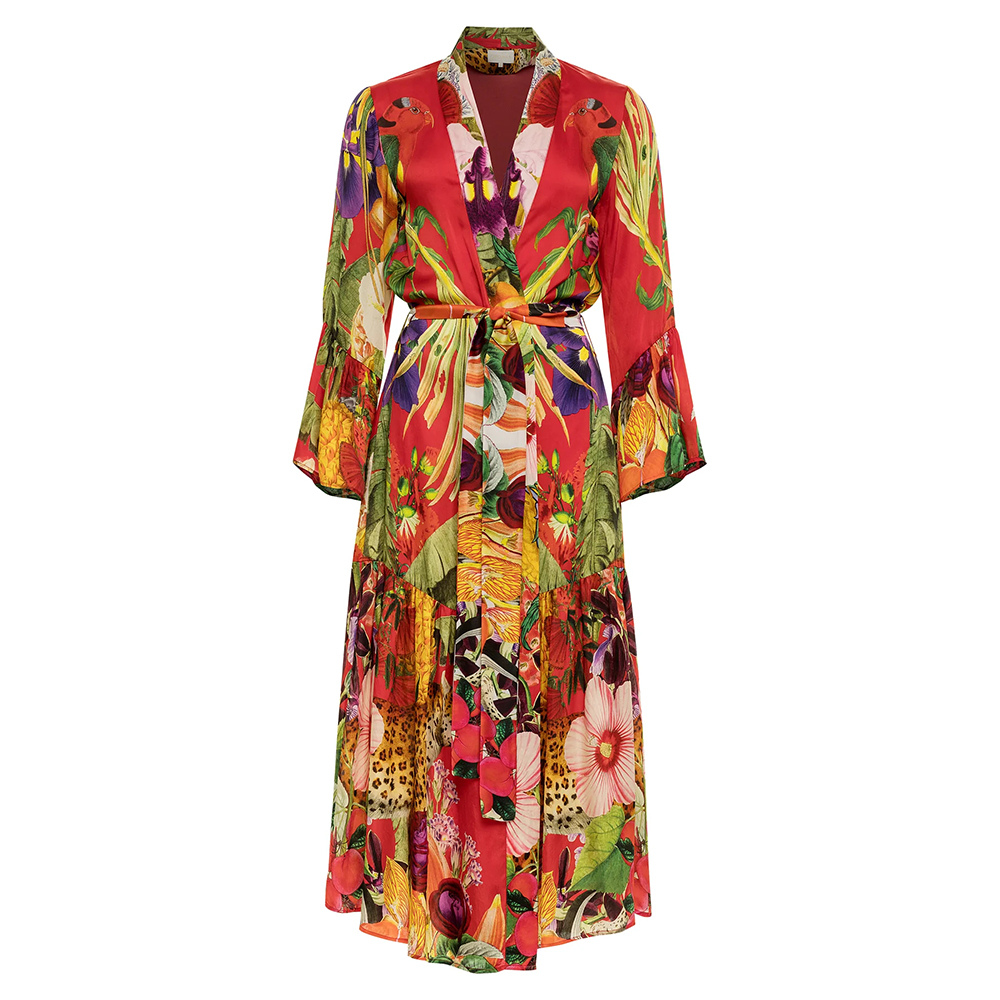 Red Leopard Printed One Piece Swimsuit and Cover up