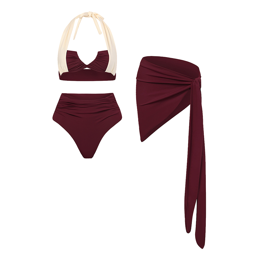 Halter Color Block Swimsuit Set(s)