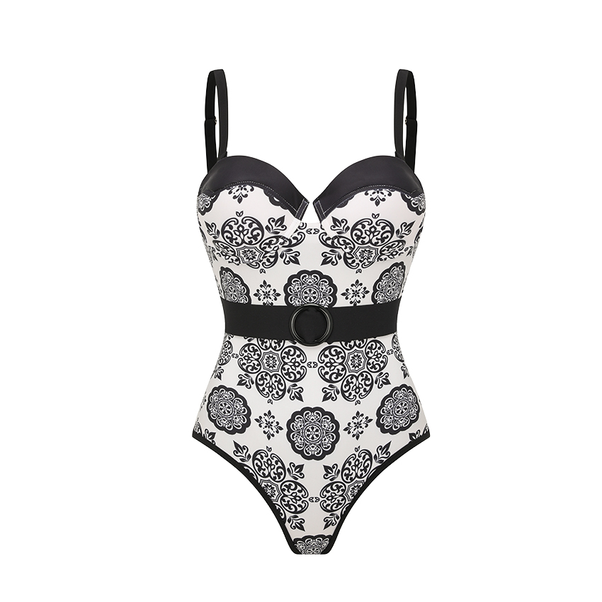 Sling White Retro Printed Swimsuit Set(s)