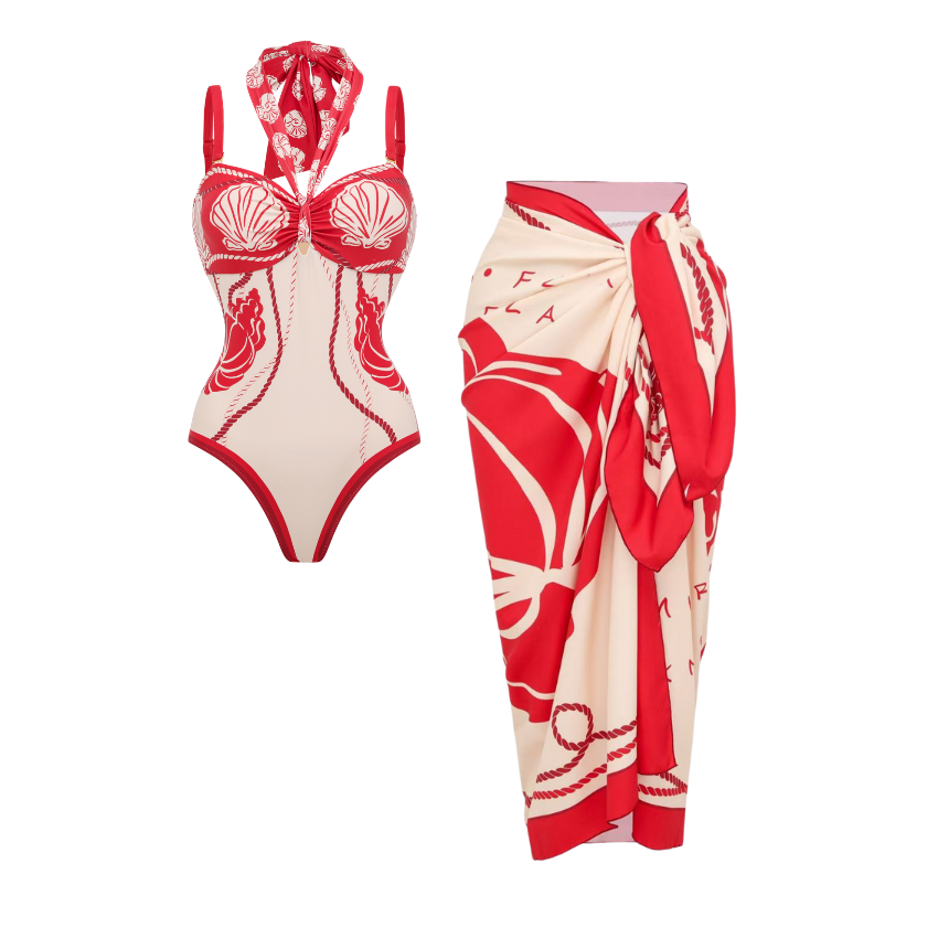 [Copy][Copy][Copy][Copy]Geometric Color Blocking Print Swimsuit Set(s)