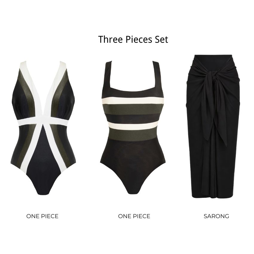 V Neck Color Block Swimsuit Set(s)