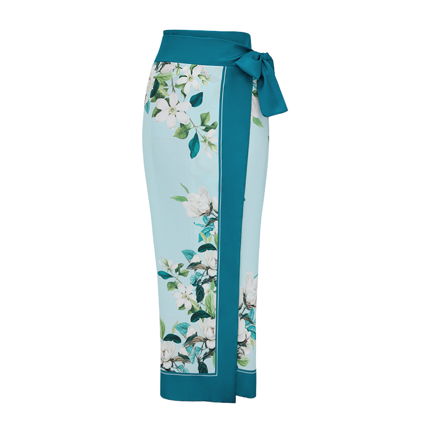 Light Cyan Slim & Sculpt Flower Print Swimsuit Set(s)