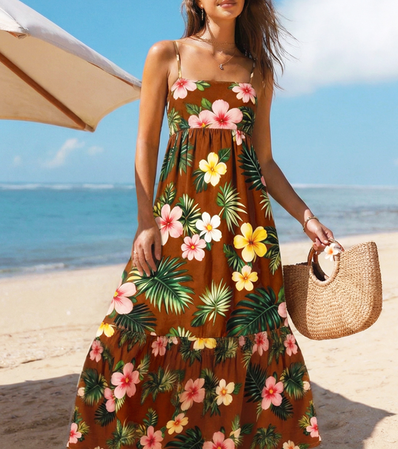 Spaghetti Strap Printed Dress