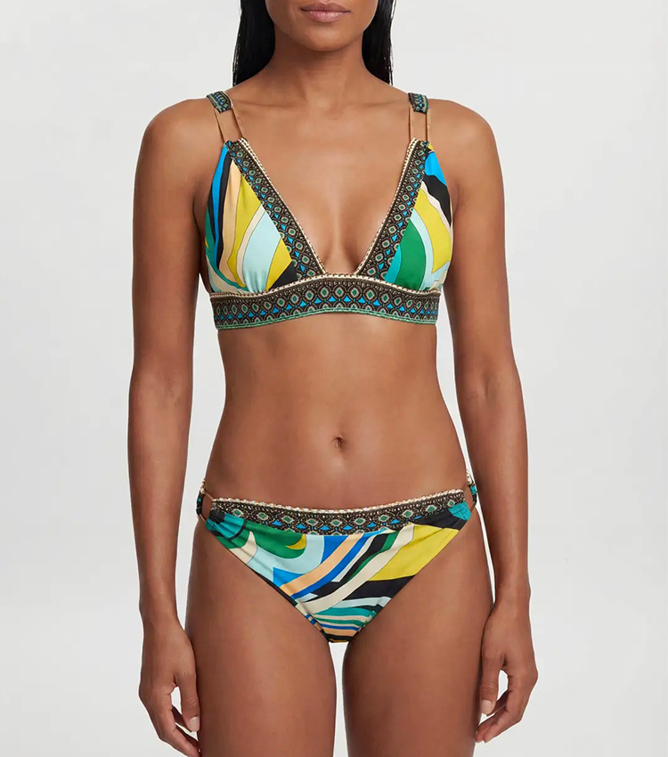 V Neck Sexy Geometric Patterns Printed Swimsuit Set(s)