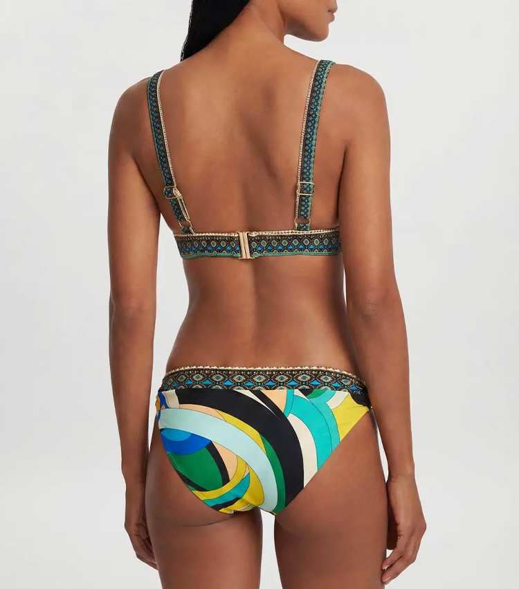 V Neck Sexy Geometric Patterns Printed Swimsuit Set(s)