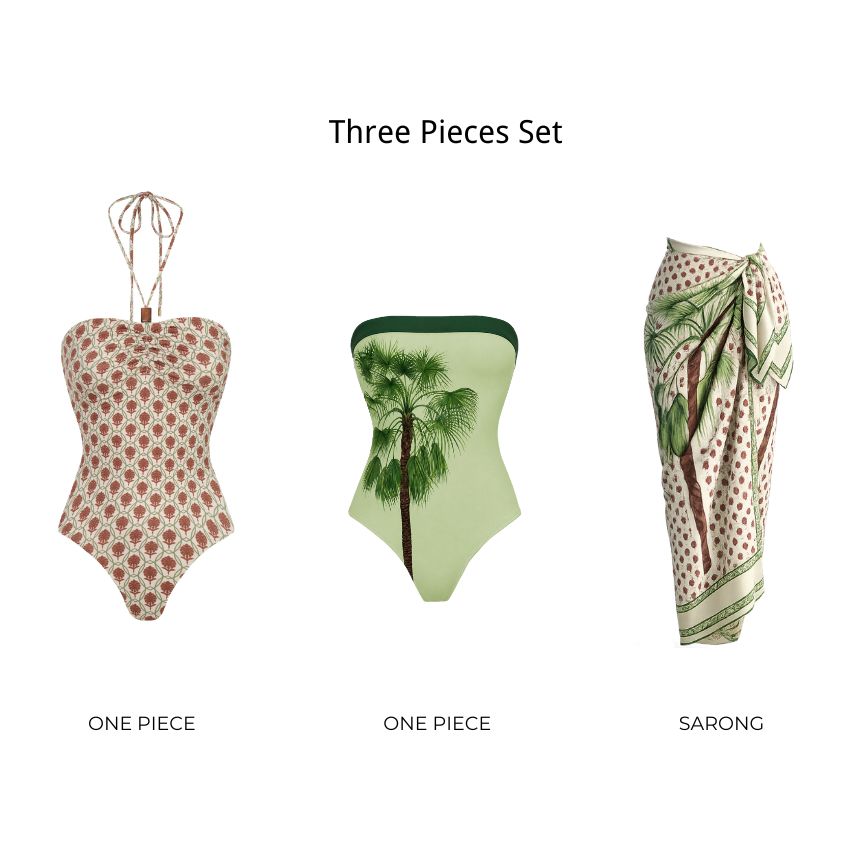 Bandeau Palm Print Swimsuit Set(s)