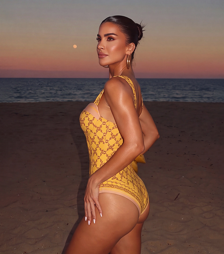 Sling Underwire Retro Yellow Printed Swimsuit Set(s)