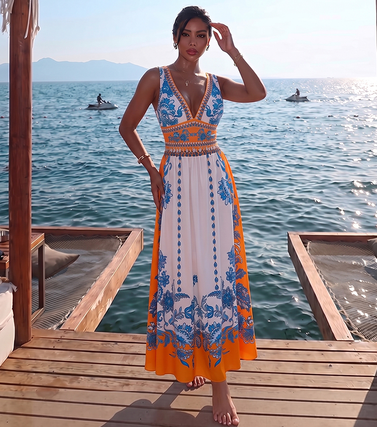 V Neck Retro Printed Swimsuit Set(s)
