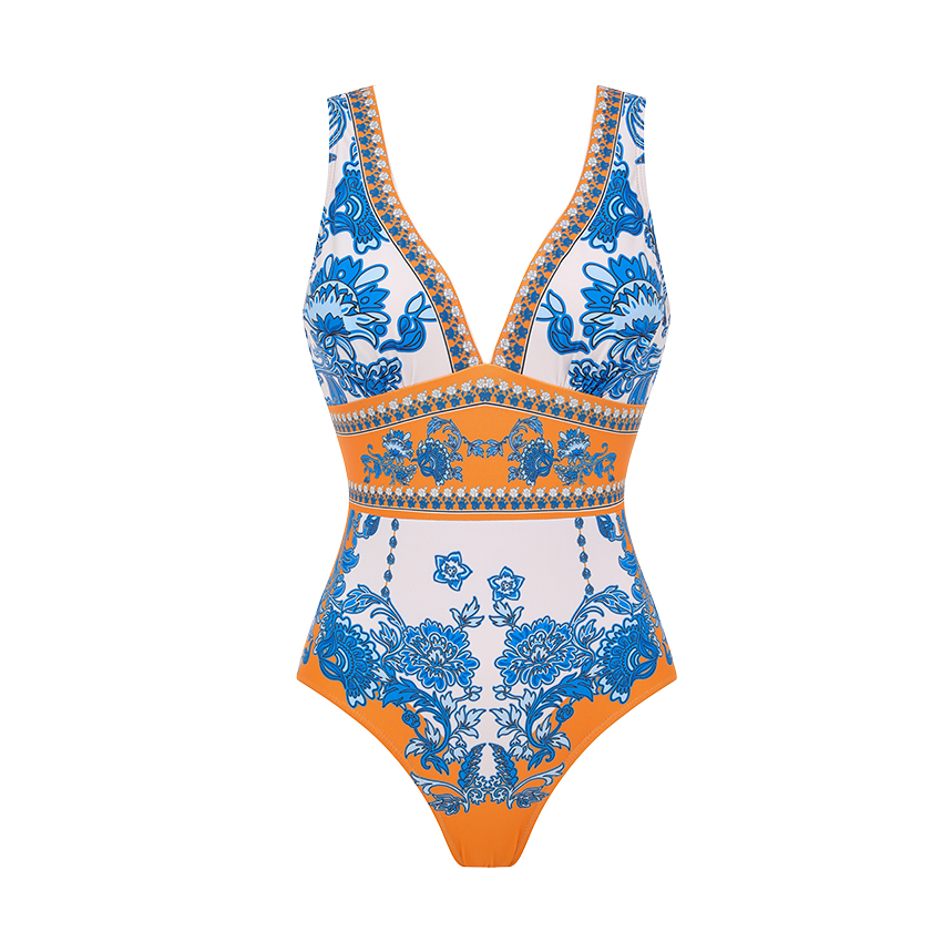 V Neck Retro Printed Swimsuit Set(s)