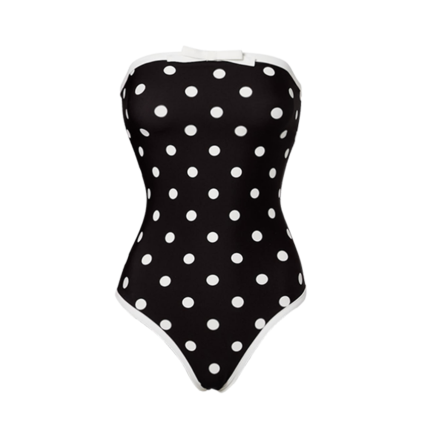 Bandeau Retro  Polka Dots Printed Swimsuit Set(s)