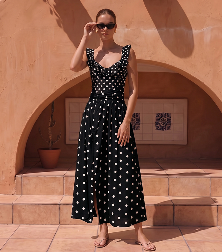 Ruffle Polka Dots Printed Swimsuit Set(s)
