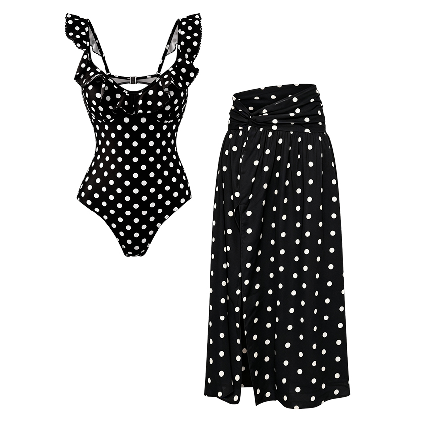 Ruffle Polka Dots Printed Swimsuit Set(s)