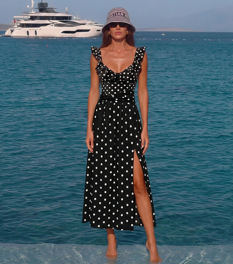 Ruffle Polka Dots Printed Swimsuit Set(s)
