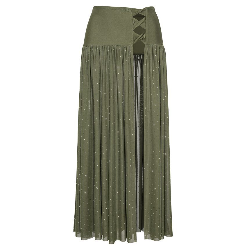 Dark Olive Green Rhinestones Swimsuit Set(s)