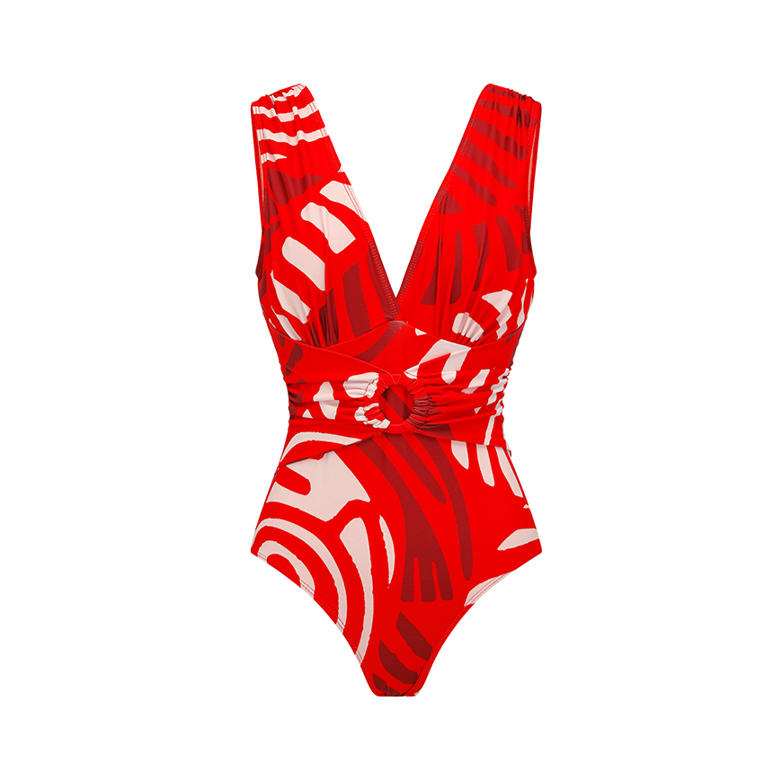 [Copy][Copy][Copy]One Shoulder Yellow Printed Swimsuit Set(s)