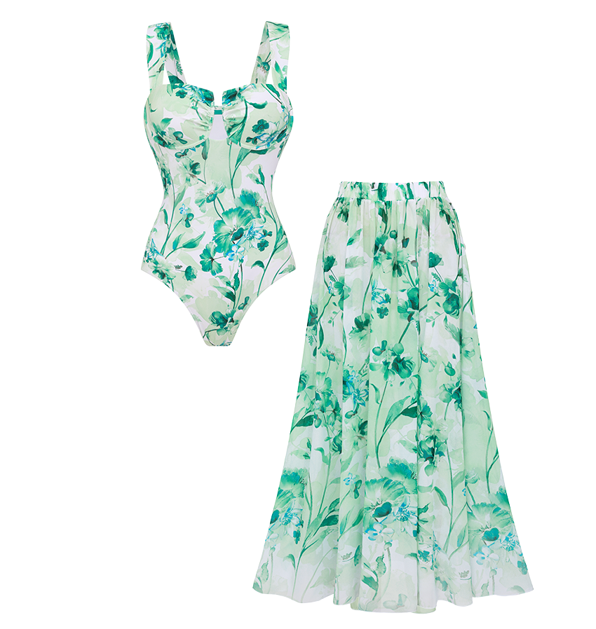 Green Loral Slim & Sculpt Swimsuit Set(s)