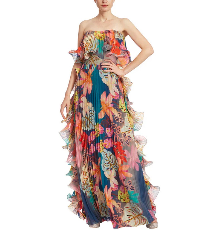 Flowers Printed One Piece Swimsuit and Skirt