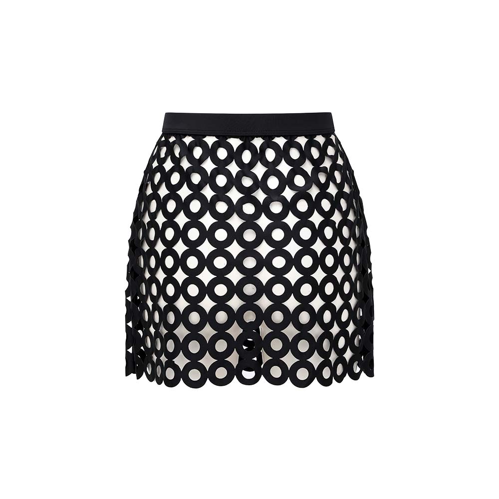 Ring Decoration White One Piece Swimsuit and Skirt