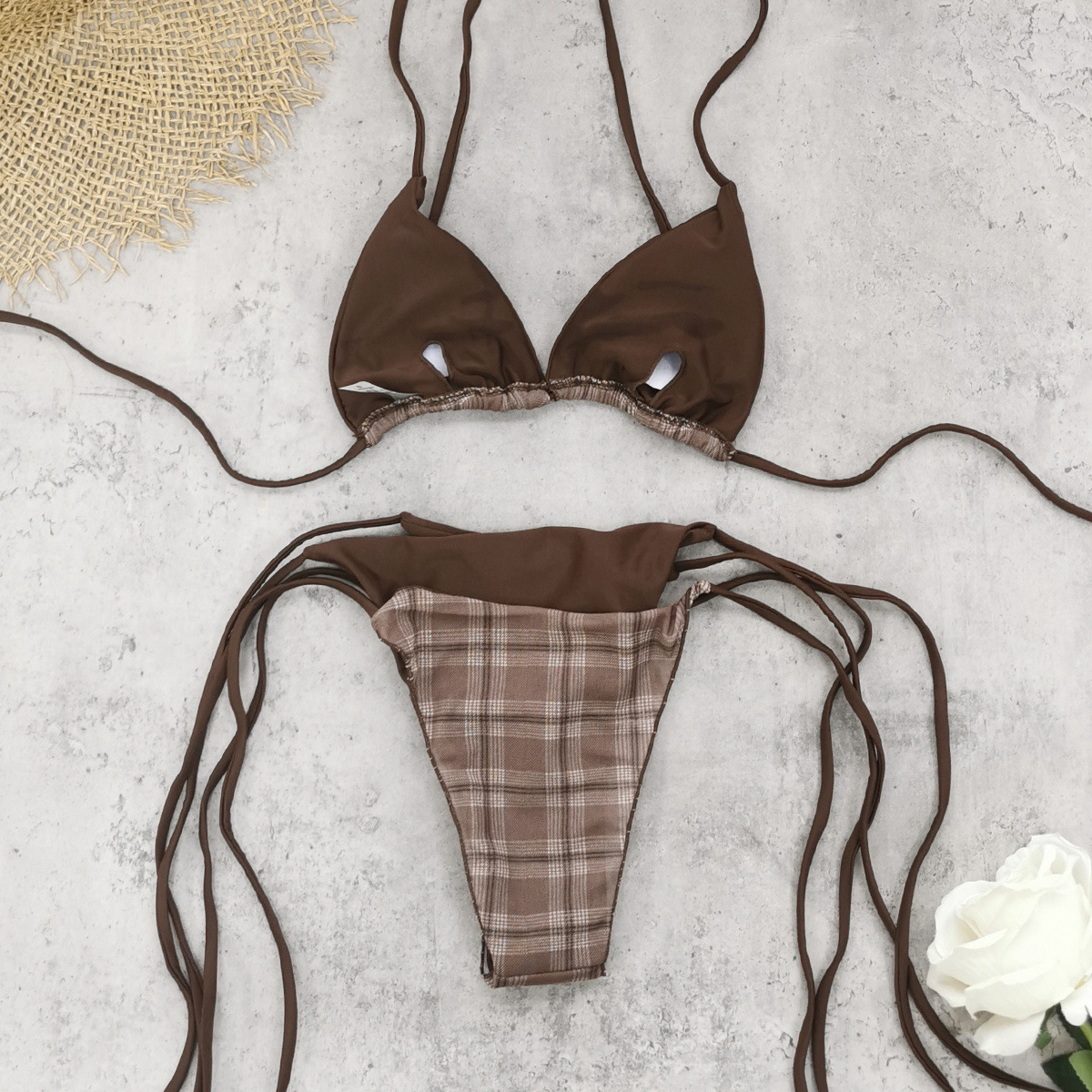 Sexy Gingham Print Bikini